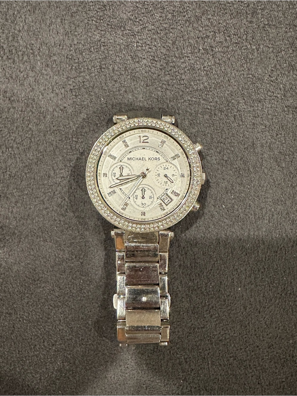 Michael Kors Silver Crystal Bezel Women’s Bracelet Watch